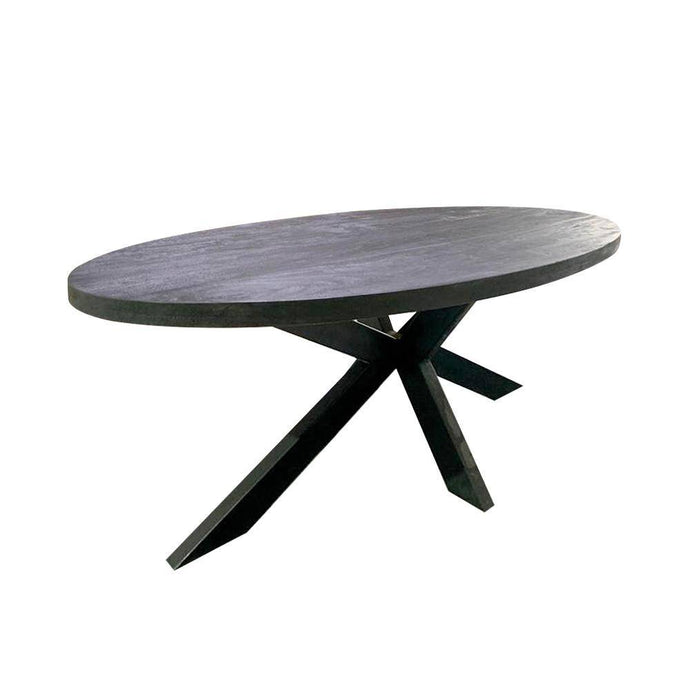 Zwarte mangohouten ovale eettafels