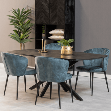Mangohouten Eettafel zwart ovaal
