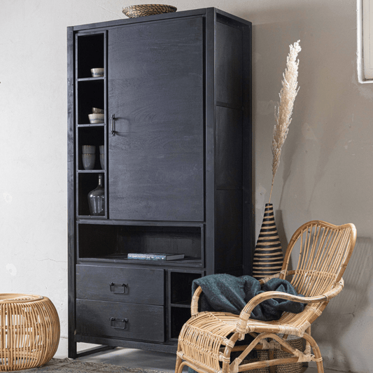 Mangohouten Kast Stockton Black 100 cm Mahom