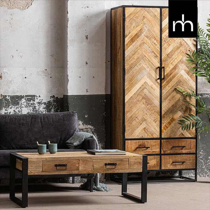 Mangohouten Salontafel Britt 120 cm met 2 lades Mahom