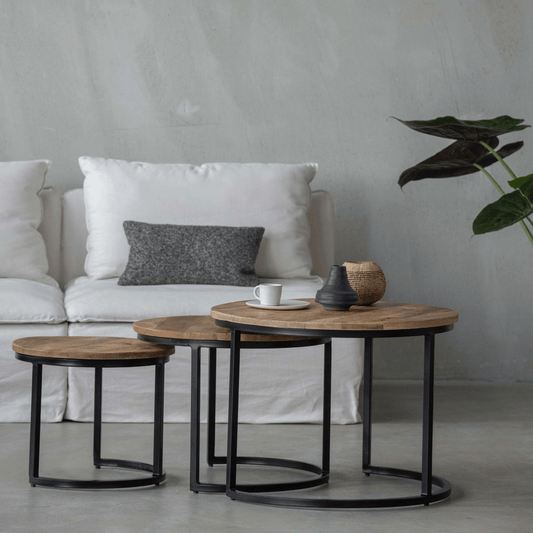 Mangohouten Salontafels Charlotte XL Mahom - Set van 3