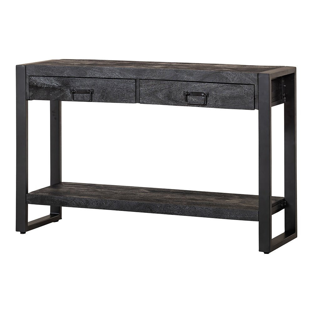 Mangohouten Sidetable Atlanta Black 2 lades 120 cm Mahom