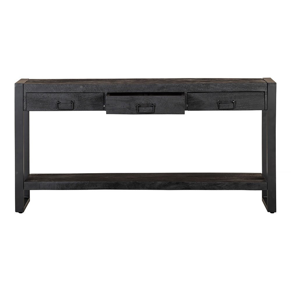 Mangohouten Sidetable Atlanta Black 3 lades 150 cm Mahom