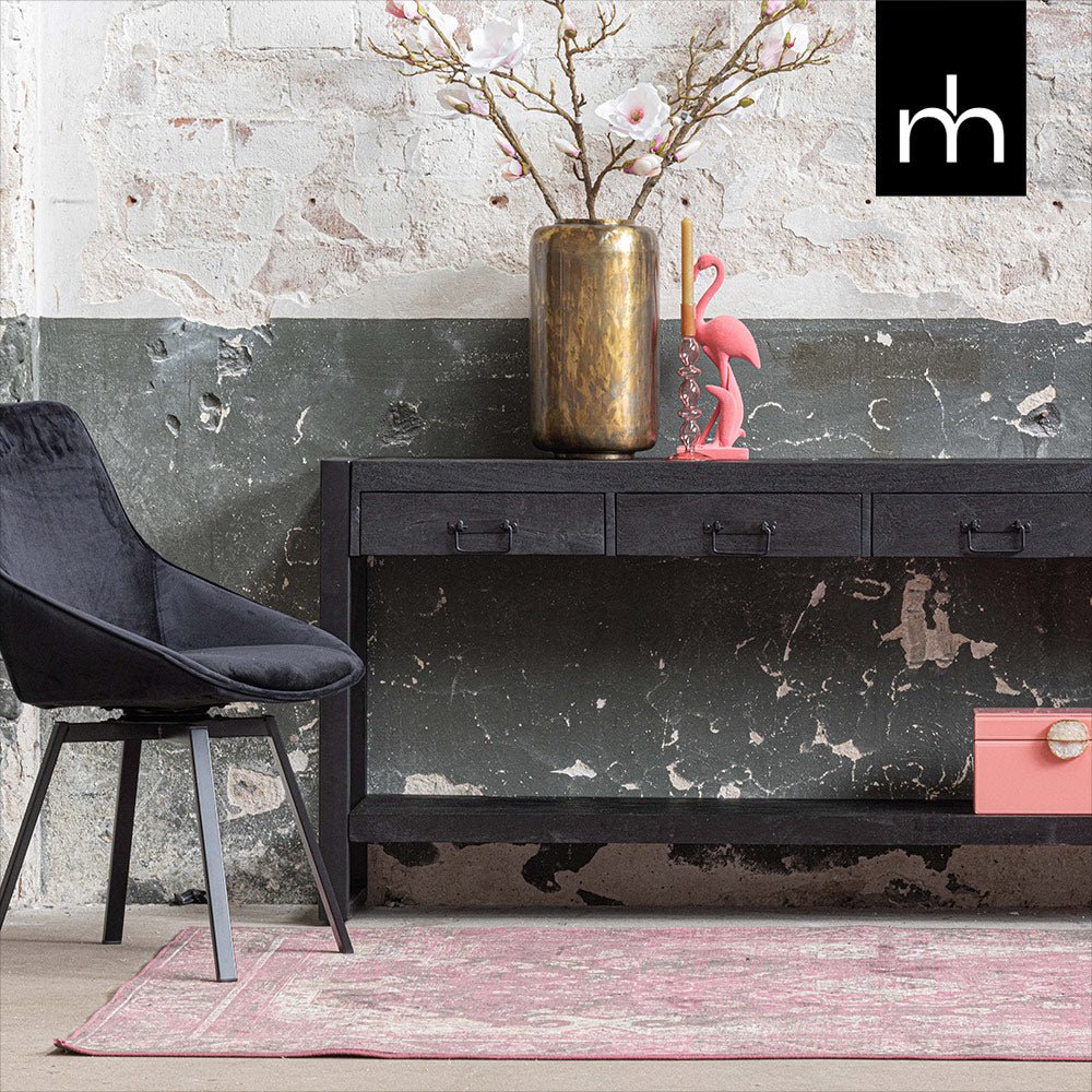 Mangohouten Sidetable Atlanta Black 4 lades 180 cm Mahom