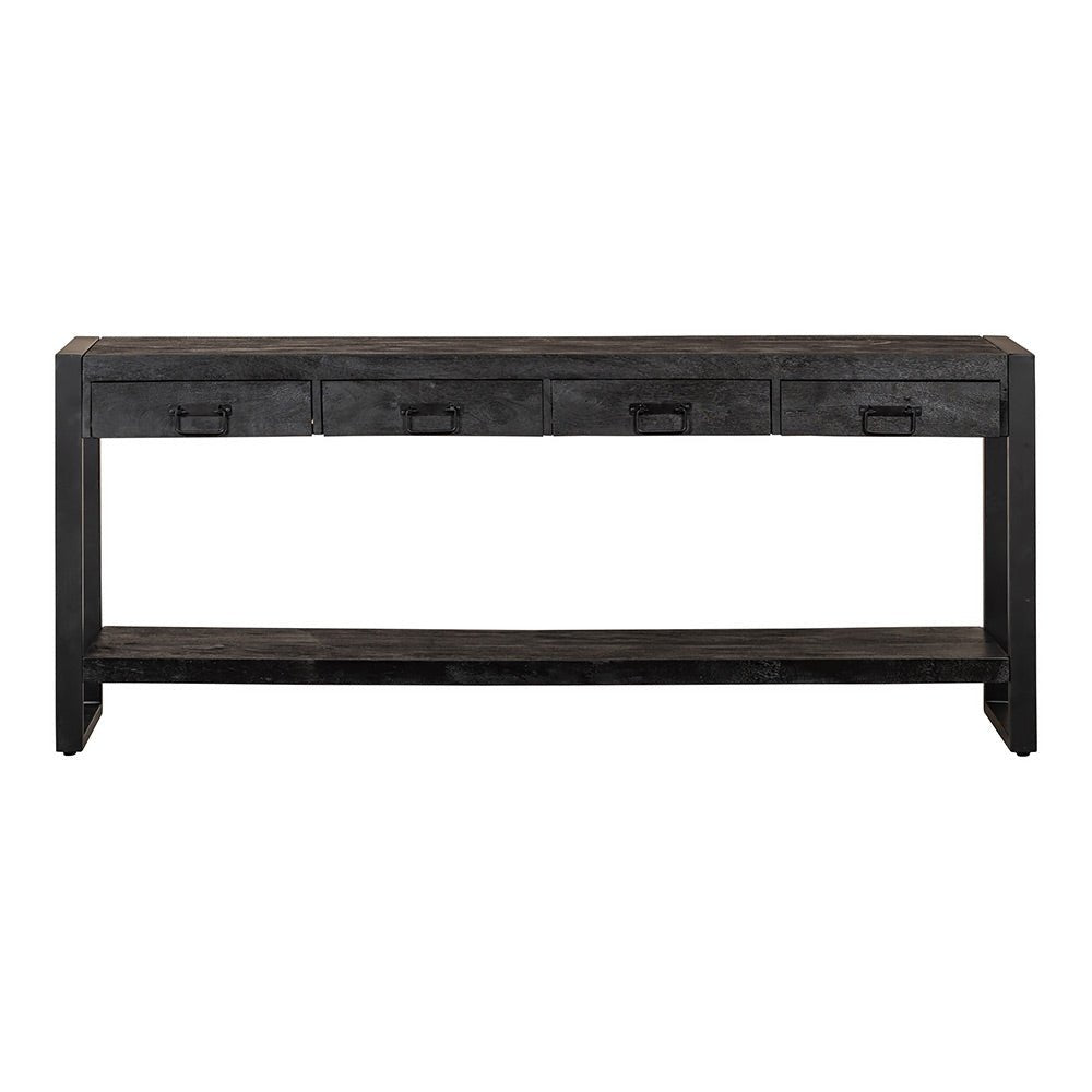 Mangohouten Sidetable Atlanta Black 4 lades 180 cm Mahom
