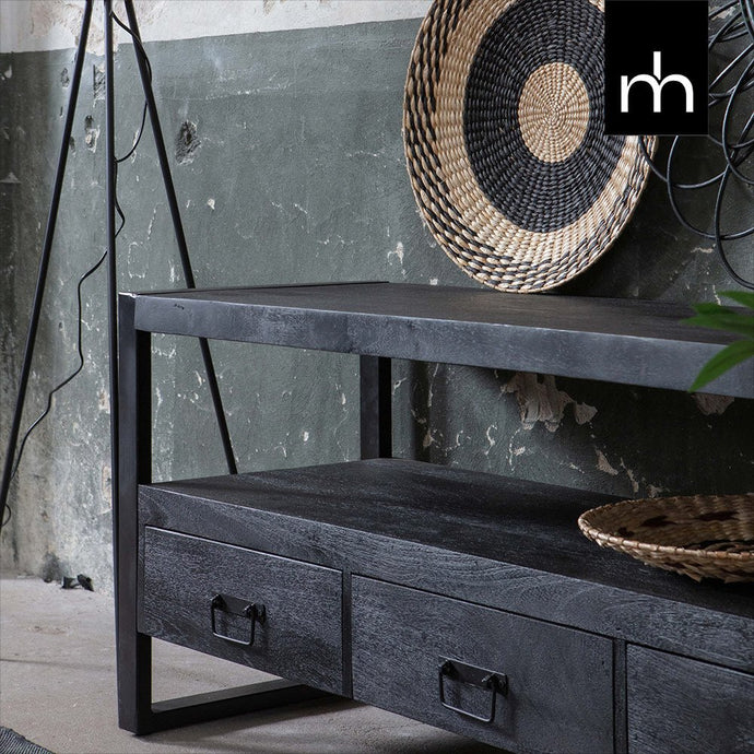Mangohouten TV Meubel Britt Black 150 cm Mahom