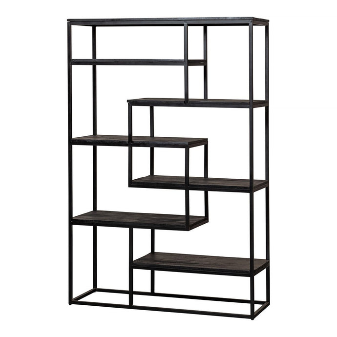 Mangohouten Vakkenkast Chicago Black 120 cm Mahom