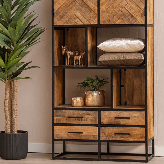 Mangohouten Vakkenkast Toronto 90 cm Mahom