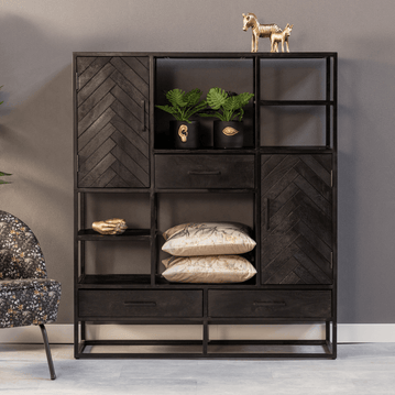 Mangohouten Vakkenkast 120 cm Black