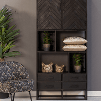 Mangohouten Vakkenkast Toronto Black 90 cm Mahom
