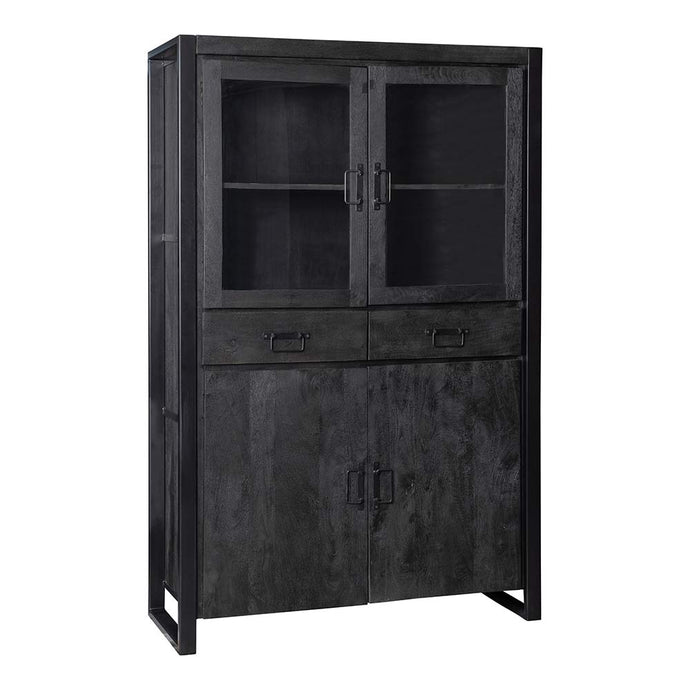 Mangohouten Vitrinekast Britt 115 cm Black Mahom
