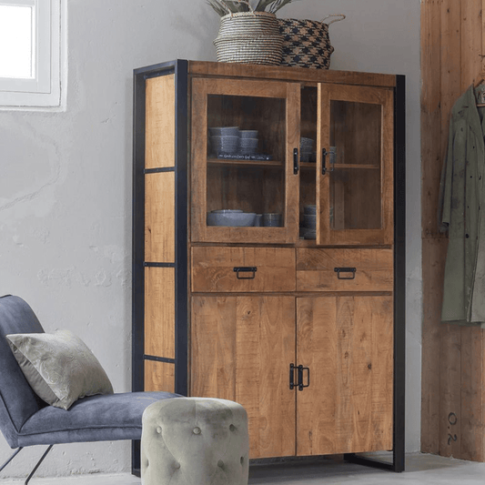 Mangohouten Vitrinekast Britt 115 cm Mahom