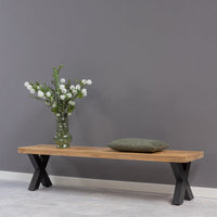 Mangohouten Eetkamerbank Columbus X-poot 200x40 cm Mahom
