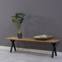 Mangohouten Eetkamerbank Salerno X-poot, taps 140x40 cm Mahom