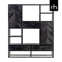 Mangohouten Vakkenkast Toronto Black 120 cm Mahom
