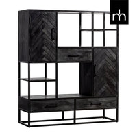 Mangohouten Vakkenkast Toronto Black 120 cm Mahom
