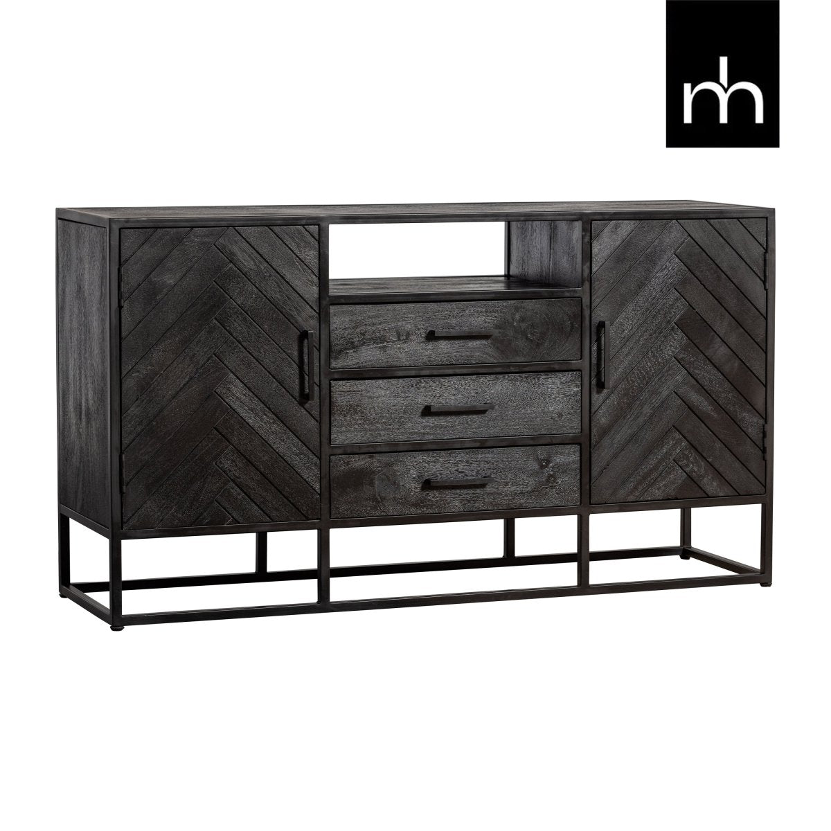 Mangohouten Dressoir Toronto Black 145x80 cm Mahom