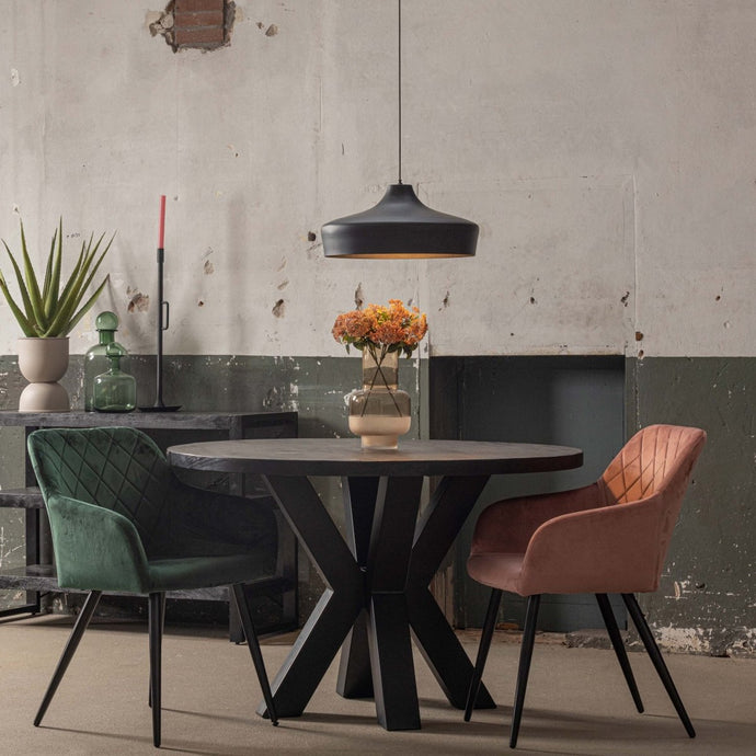 Mangohouten Eettafel Madison Black Rond Ø 140 Mahom
