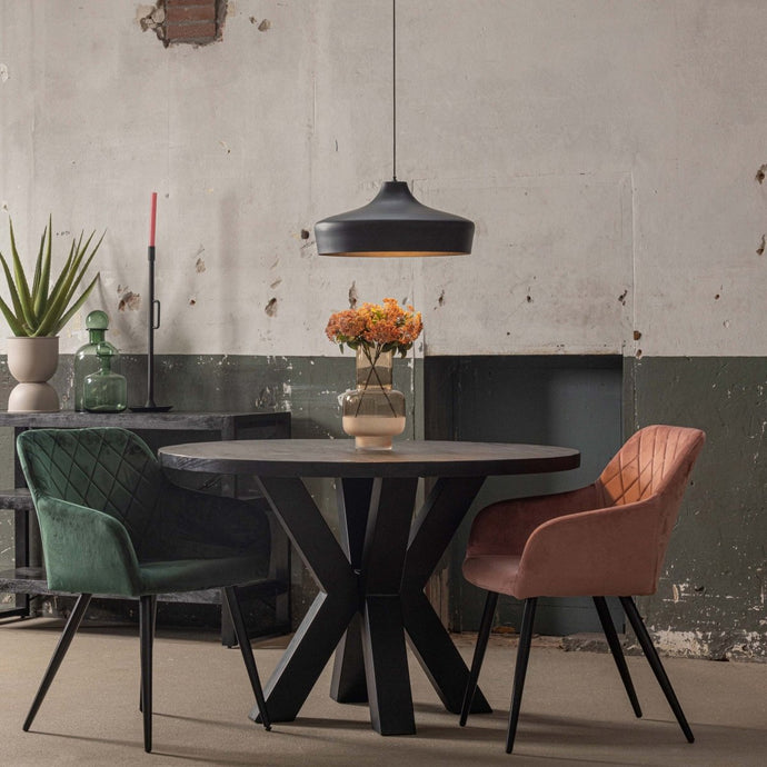 Mangohouten Eettafel Madison Black Rond Ø 160 Mahom