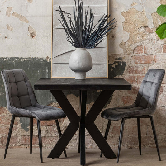 Mangohouten Eettafel Memphis Black Rechthoek 200x100 cm Mahom