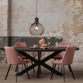 Mangohouten Eettafel Zwart Ovaal 