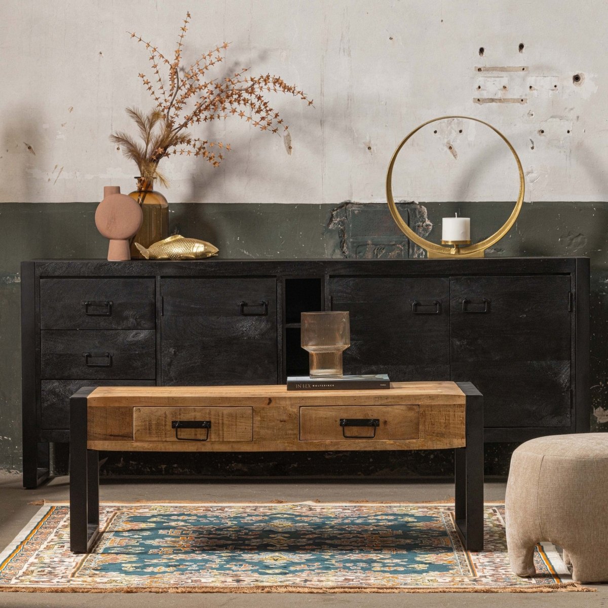 Mangohouten Dressoir Black 200 cm