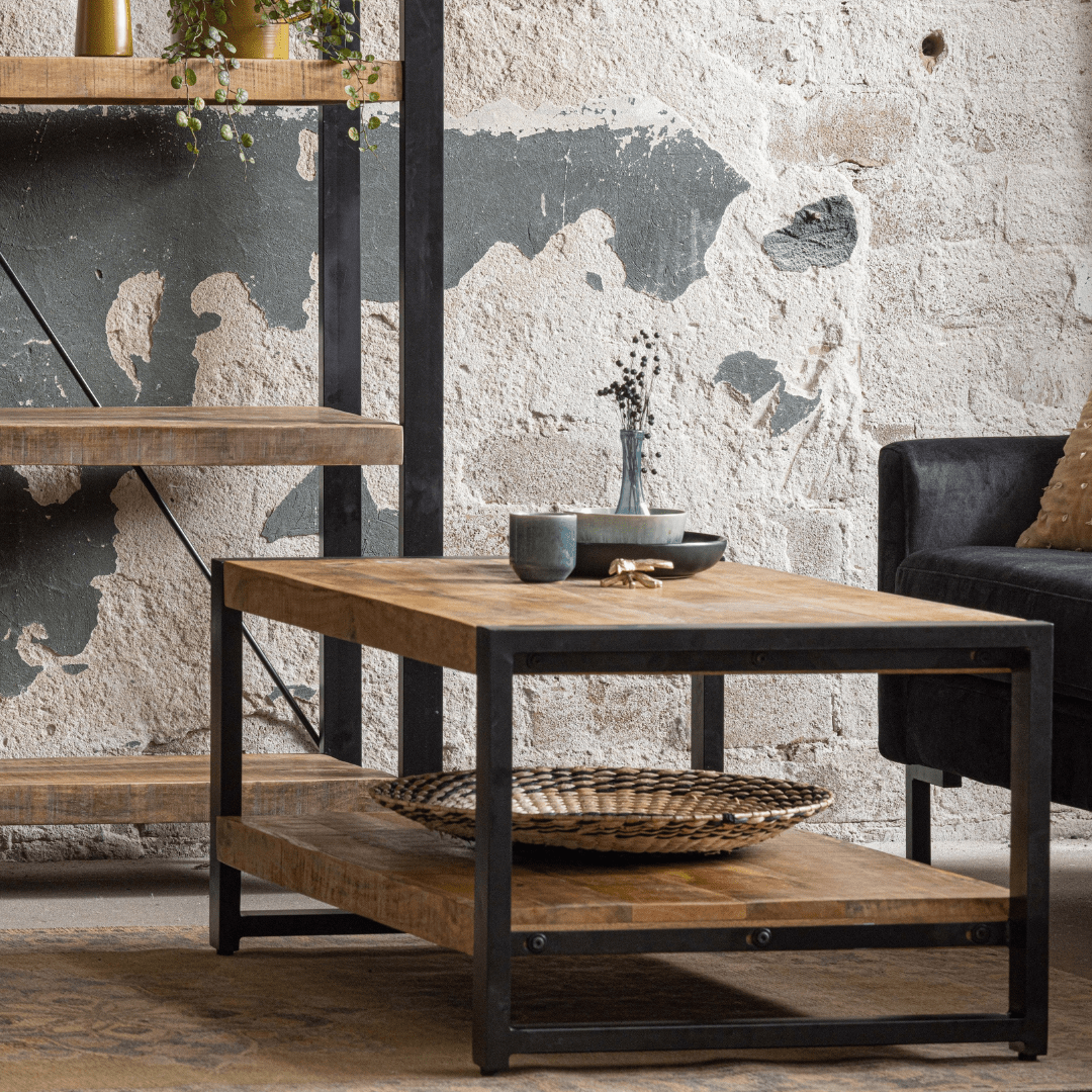 Mangohouten Salontafel 110 cm twee laags