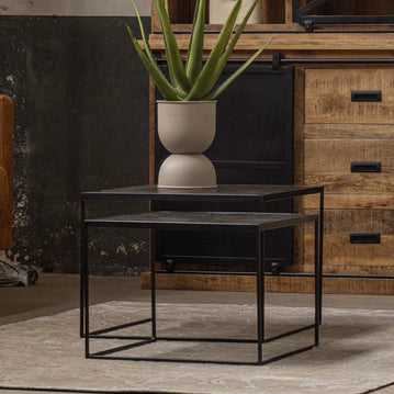 Salontafel set van 2 vierkant met Buffetkast 100 cm 