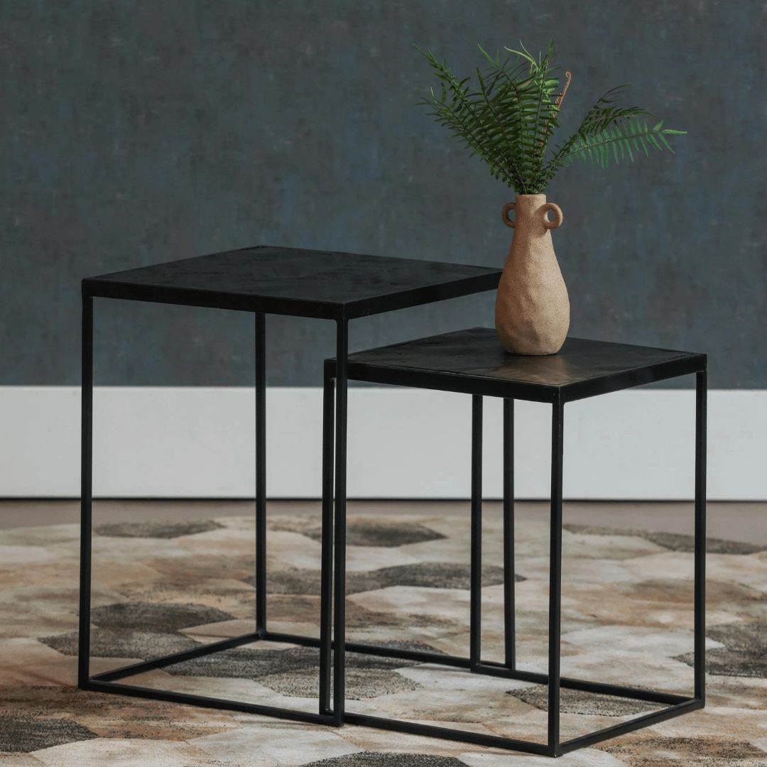 Mangohouten salontafels, set van 2