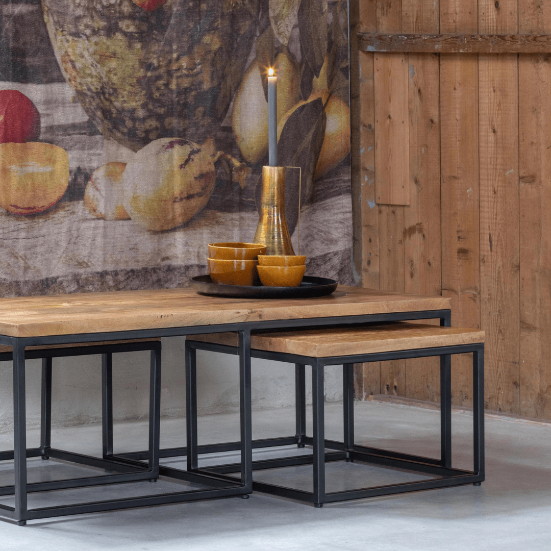 Mangohouten Salontafel set van 3