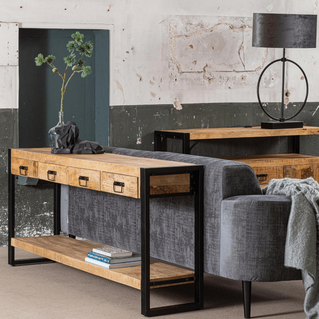 Mangohouten Sidetable 180 cm 4 lades