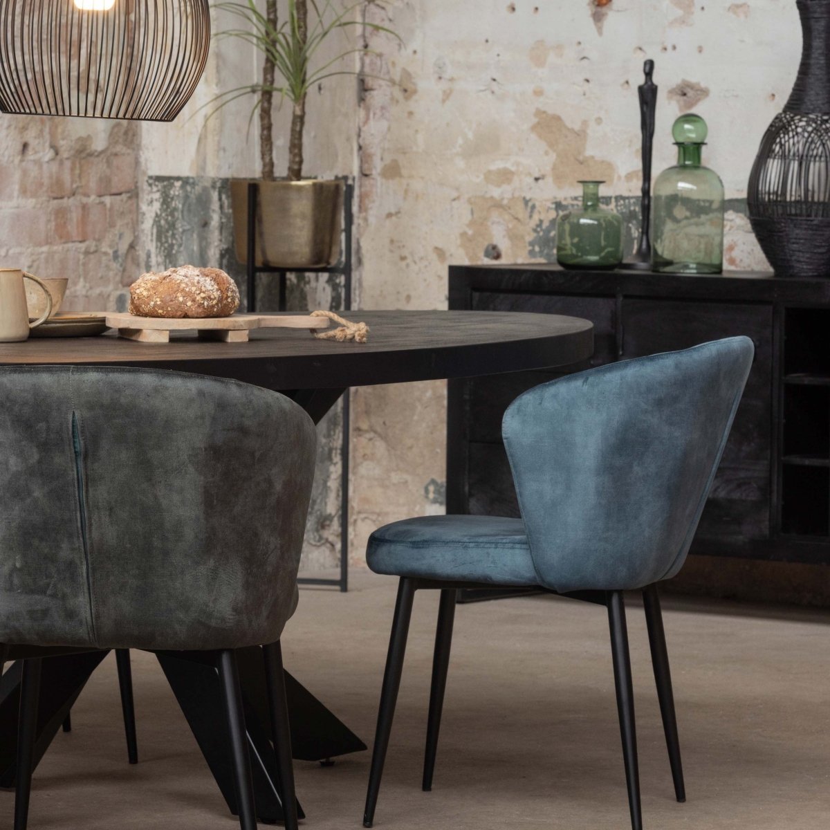 Mangohouten Eettafel Tulsa Black Ovaal 160×90 cm Mahom