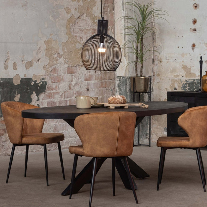 Mangohouten Eettafel Tulsa Black Ovaal 160×90 cm Mahom