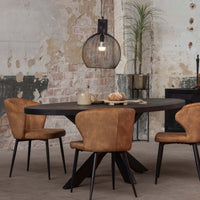 Mangohouten Eettafel Tulsa Black Ovaal 260×120 cm Mahom