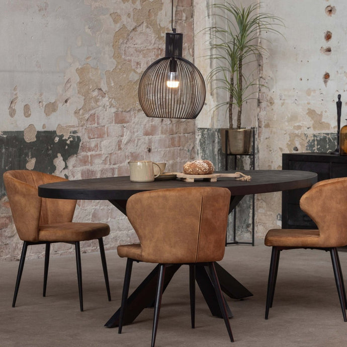 Mangohouten Eettafel Tulsa Black Ovaal 210×100 cm Mahom