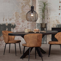 Eetkamerstoel Lyon Cognac met zwart onderstel Mahom