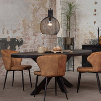 Mangohouten Eettafel Tulsa Black Ovaal 180×100 cm Mahom