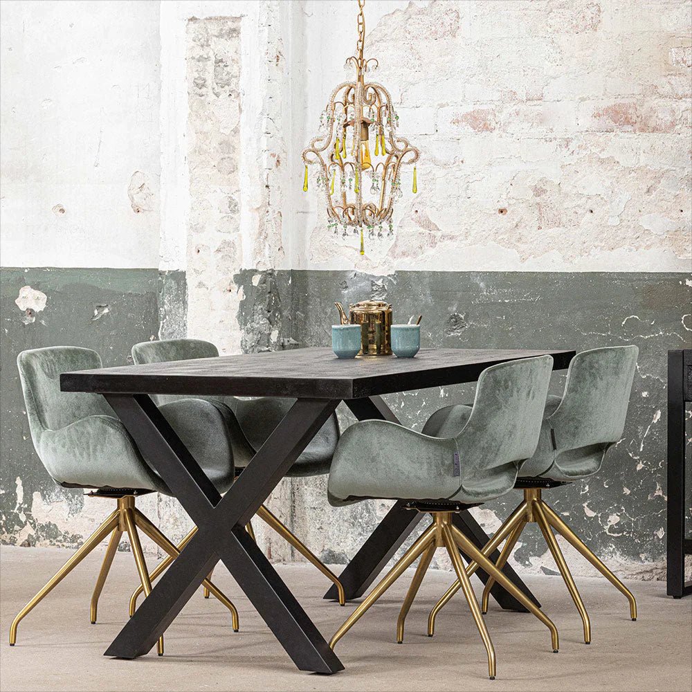 Mangohouten Eettafel Rechthoek Black