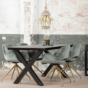 Mangohouten Eettafel Rechthoek Black