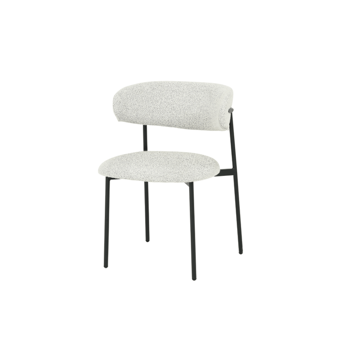 Eetkamerstoel Metz Beige Bouclé stof met zwart onderstel Mahom