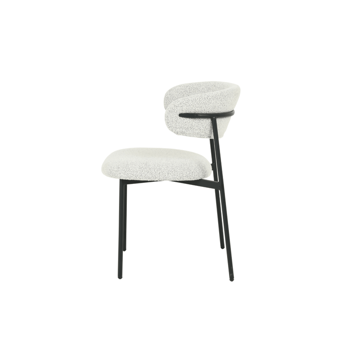 Eetkamerstoel Metz Beige Bouclé stof met zwart onderstel Mahom