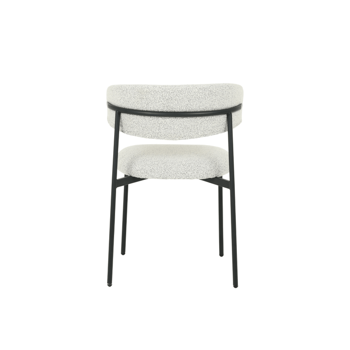 Eetkamerstoel Metz Beige Bouclé stof met zwart onderstel Mahom